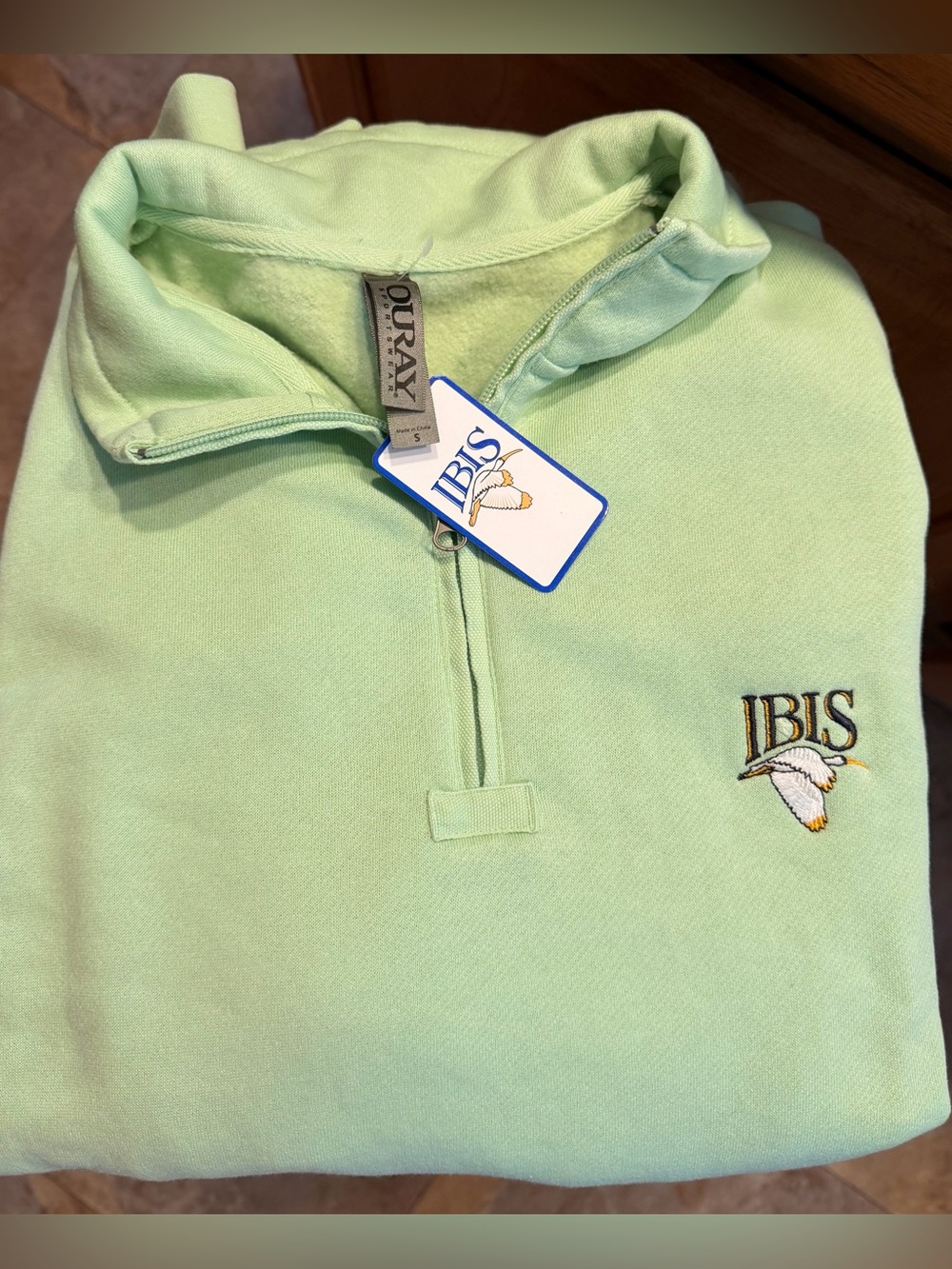 Men's Light Green Quarter-Zip Sweater